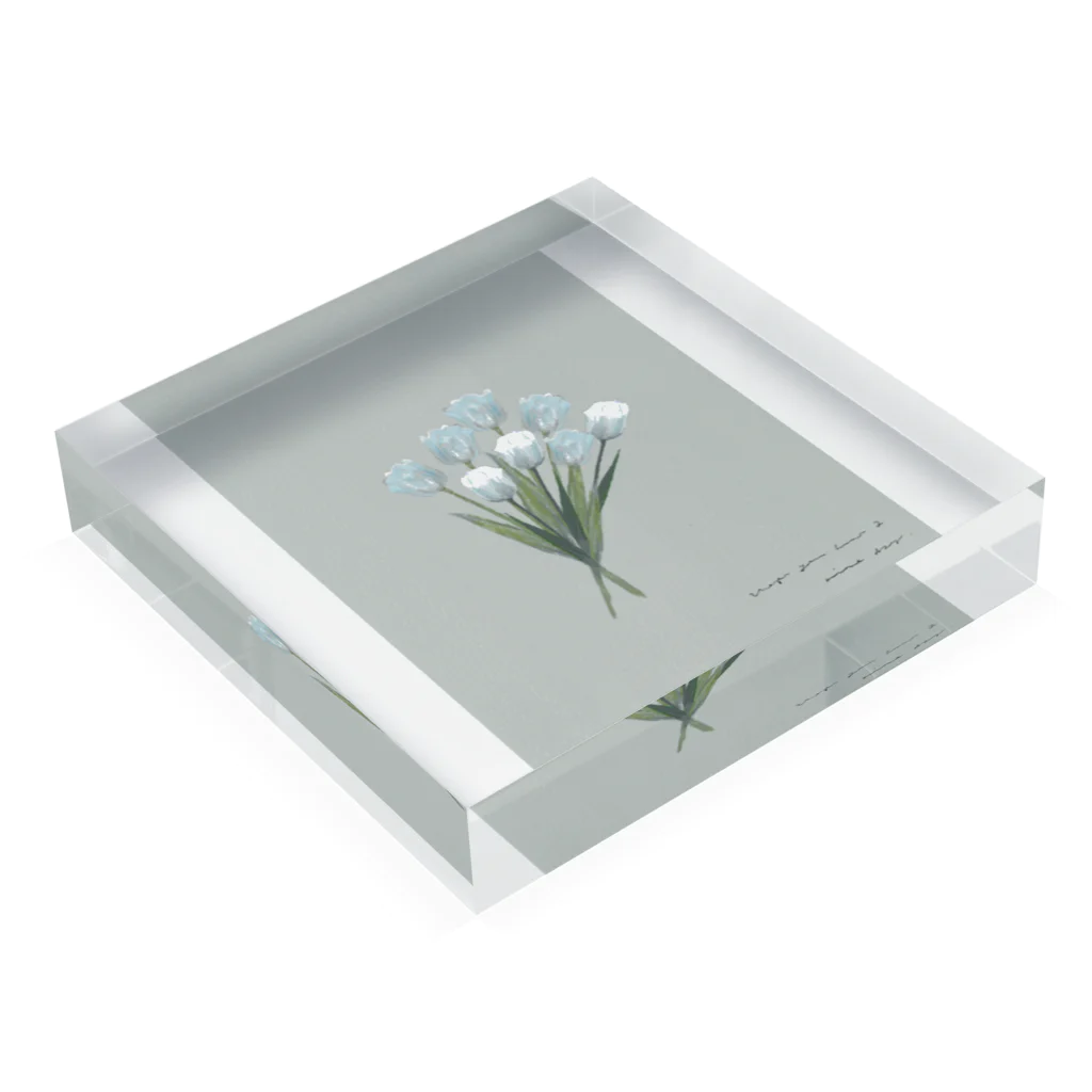 rilybiiの💐 mint green gray × white gray blue . Acrylic Block :placed flat