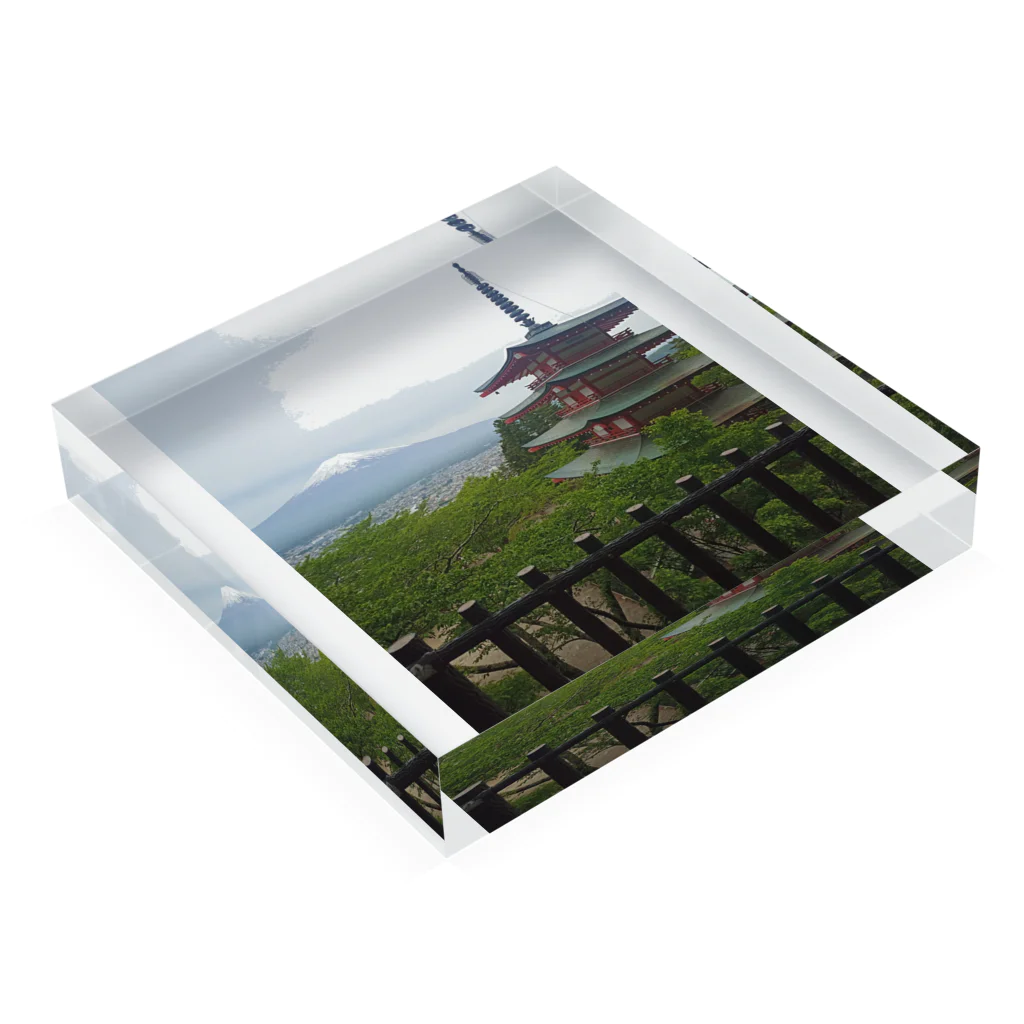 神野 光一の富士山と五重塔 Acrylic Block :placed flat