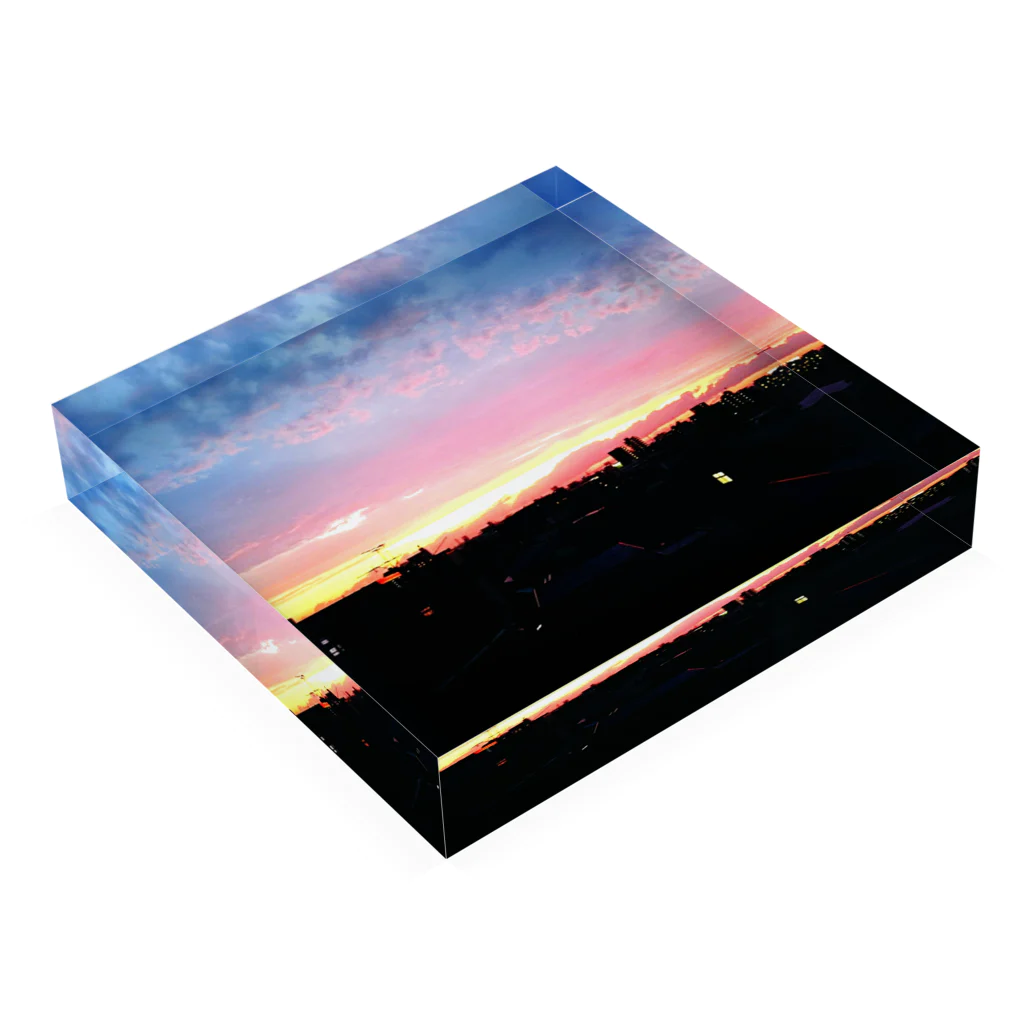 reisanの立石の夕暮れ2 Acrylic Block :placed flat