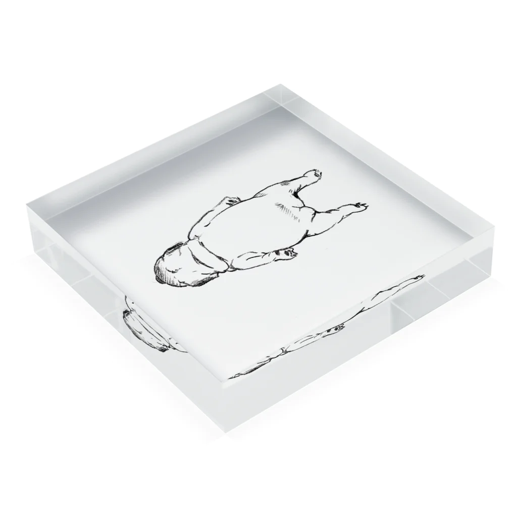 ねこましょのうつぶせパグ Acrylic Block :placed flat