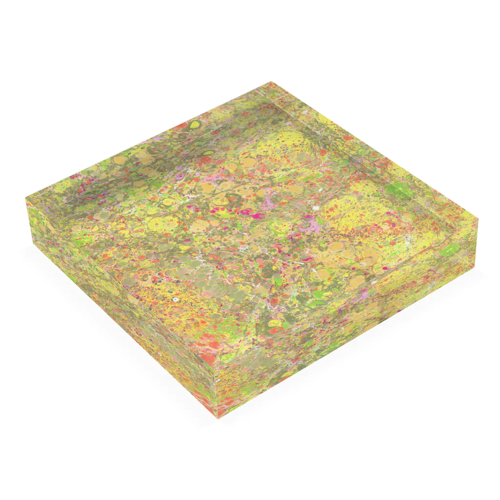 Laquamarmoの草花の絨毯の、優しい色合い アクリルブロックの平置き