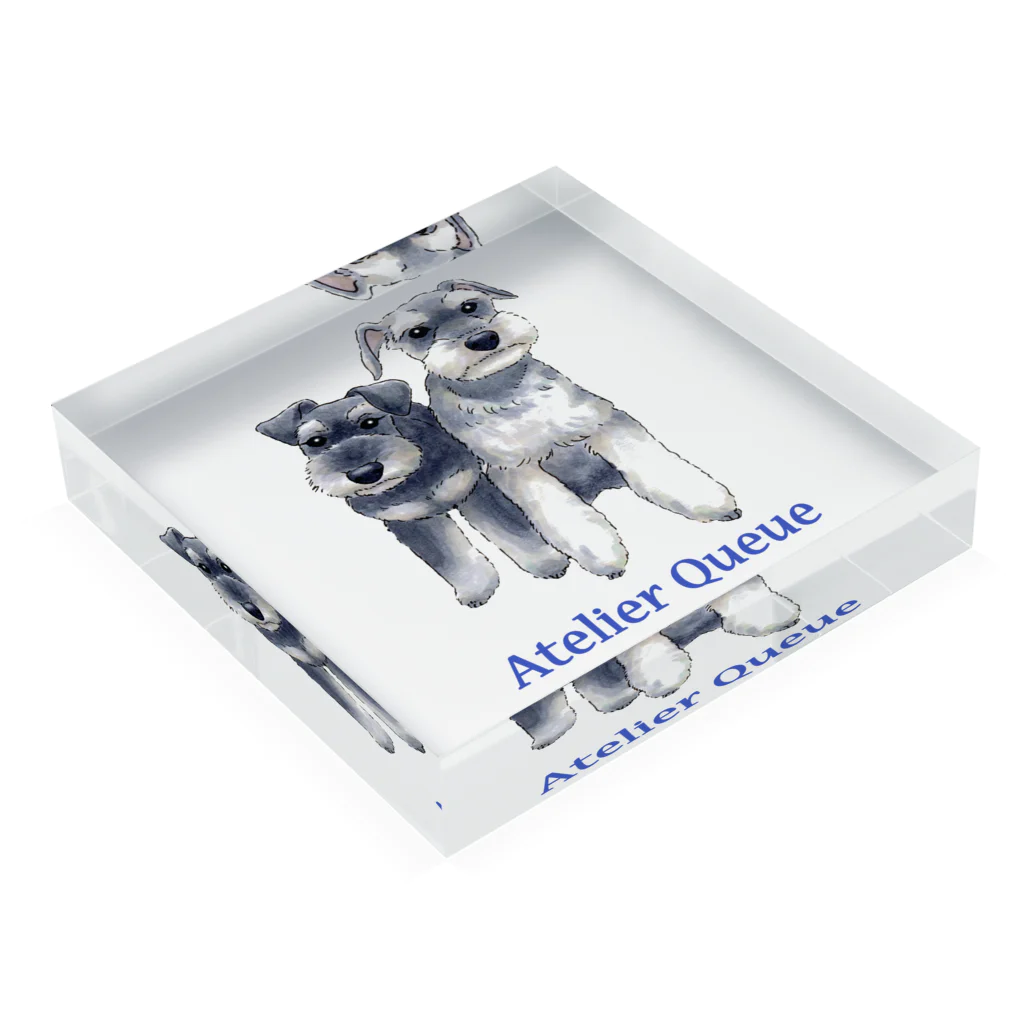 Atelier-Queueのミニチュアシュナウザー・カップル Acrylic Block :placed flat