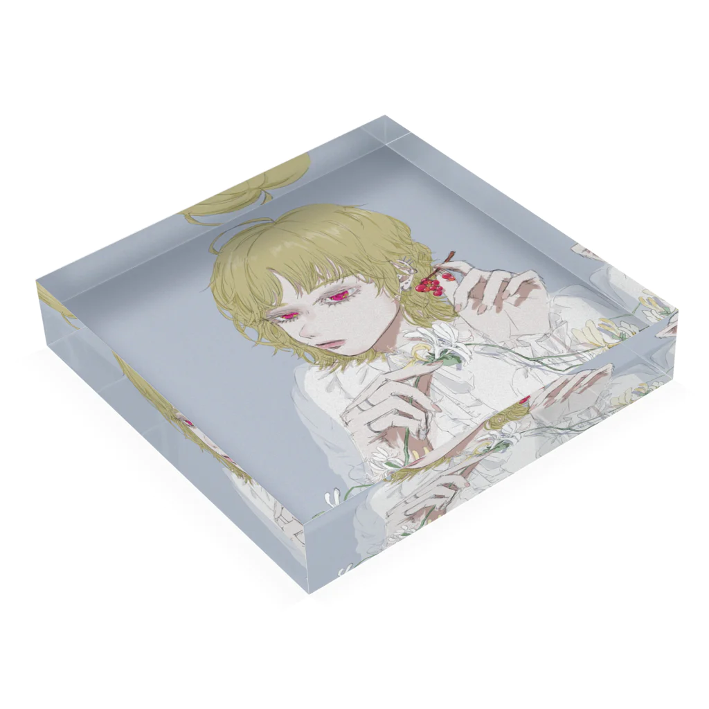 そのはずのスイカズラ、スグリの実 Acrylic Block :placed flat