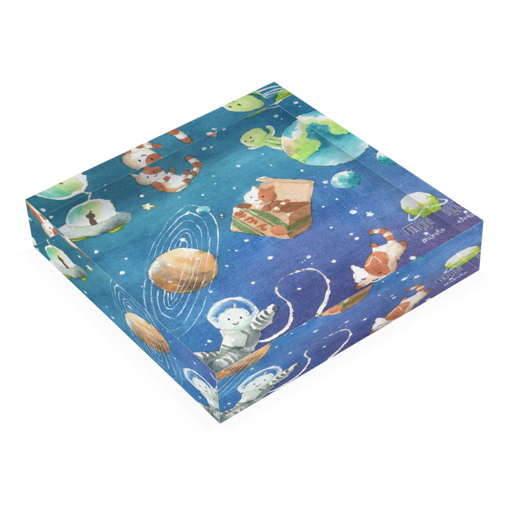 mikotoの宇宙ねこサーガ Acrylic Block :placed flat