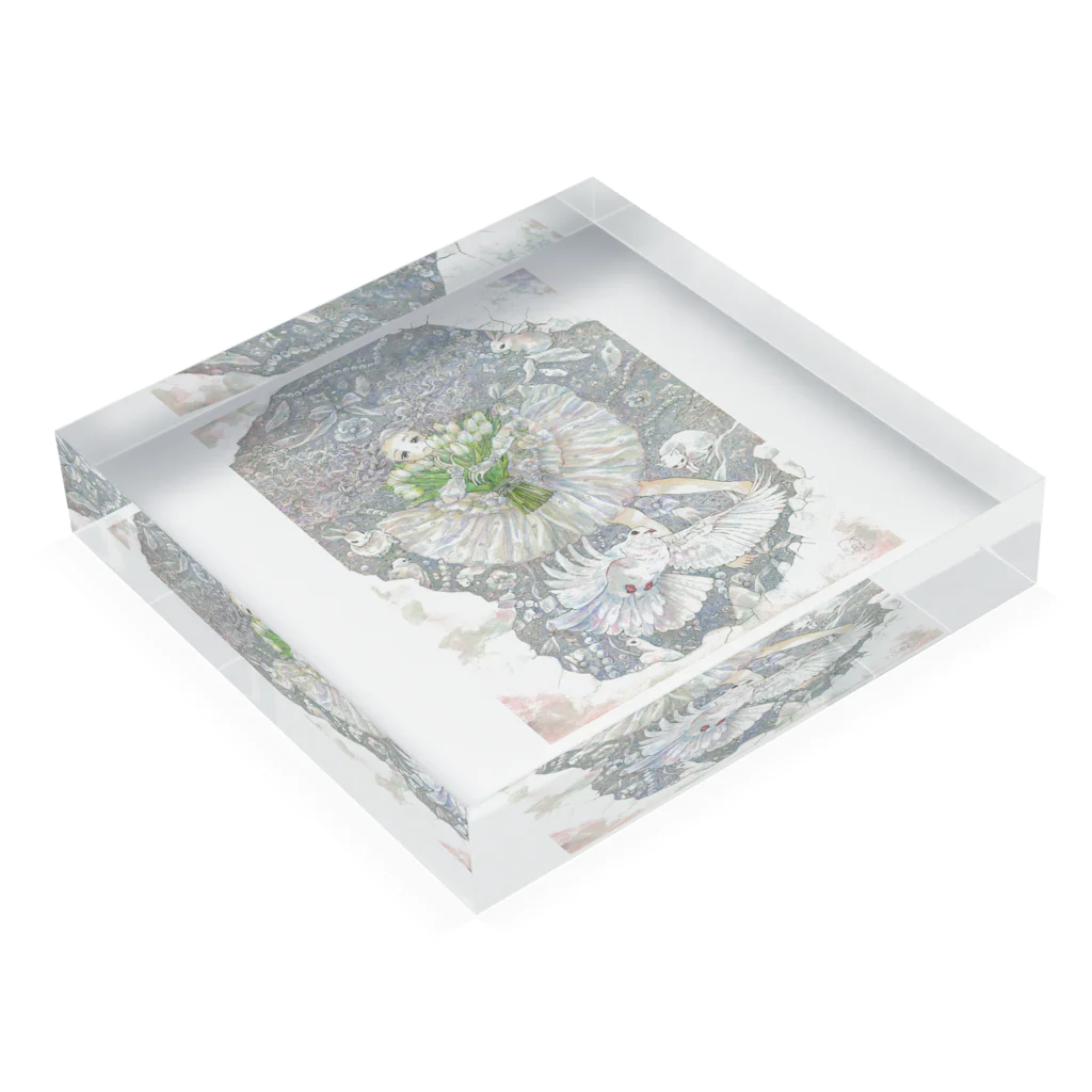 放課後屋の白 Acrylic Block :placed flat