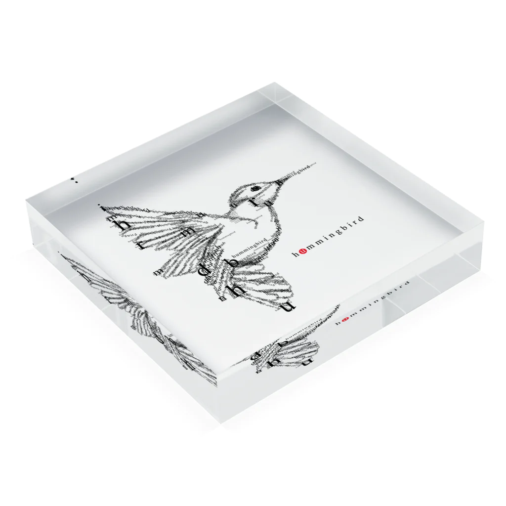 t-shirts-cafeのフォントイラストレーション『hummingbird（ハミングバード・ハチドリ）』 Acrylic Block :placed flat