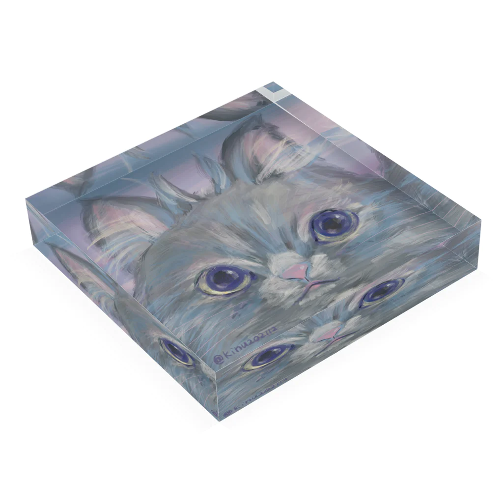 猫のきぬくんのお店のフクロウじゃないもん Acrylic Block :placed flat