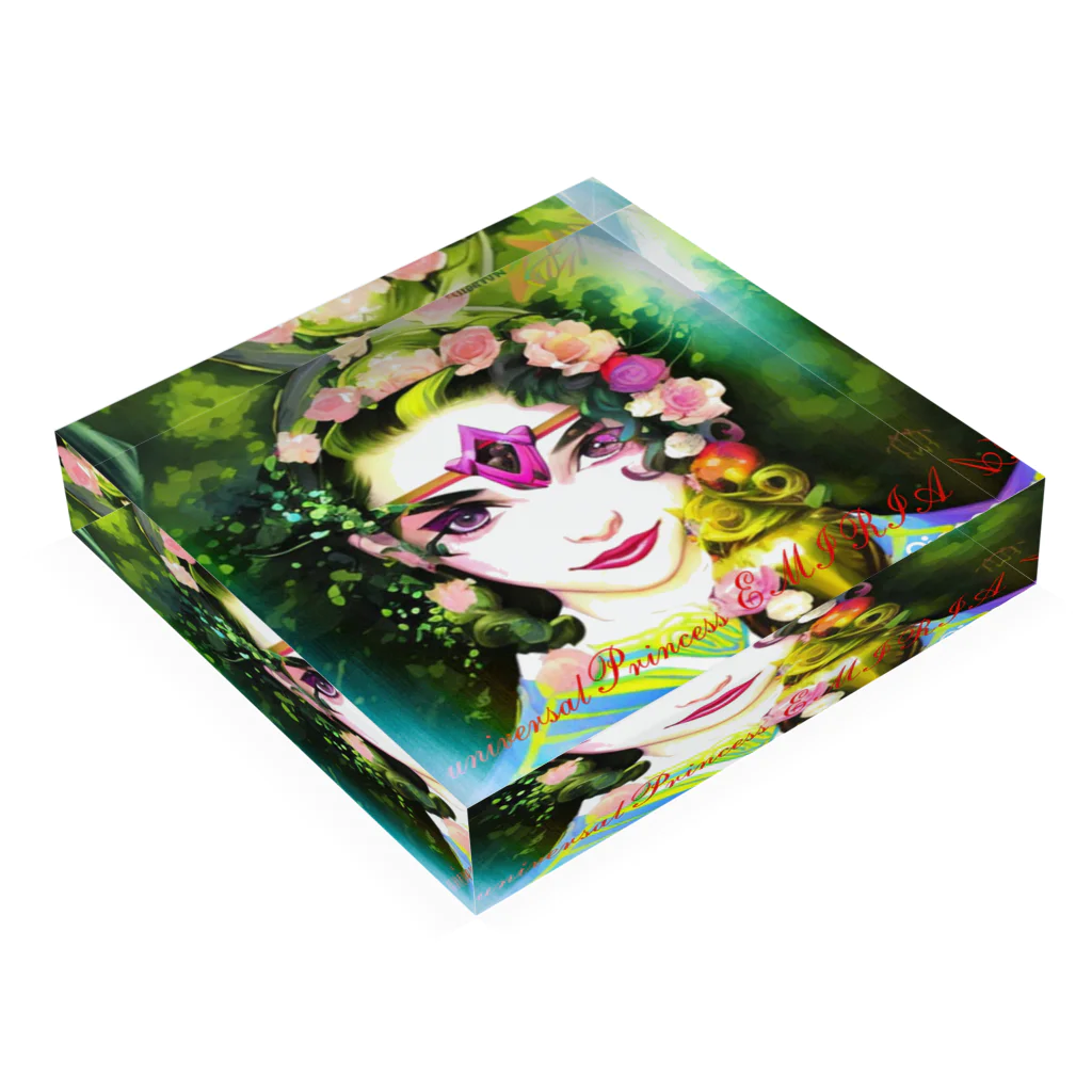 💖宇宙整体♪🌈♪こころからだチャンネル♪💖のuniversalPrincess The joy of the green sparkling garden Acrylic Block :placed flat