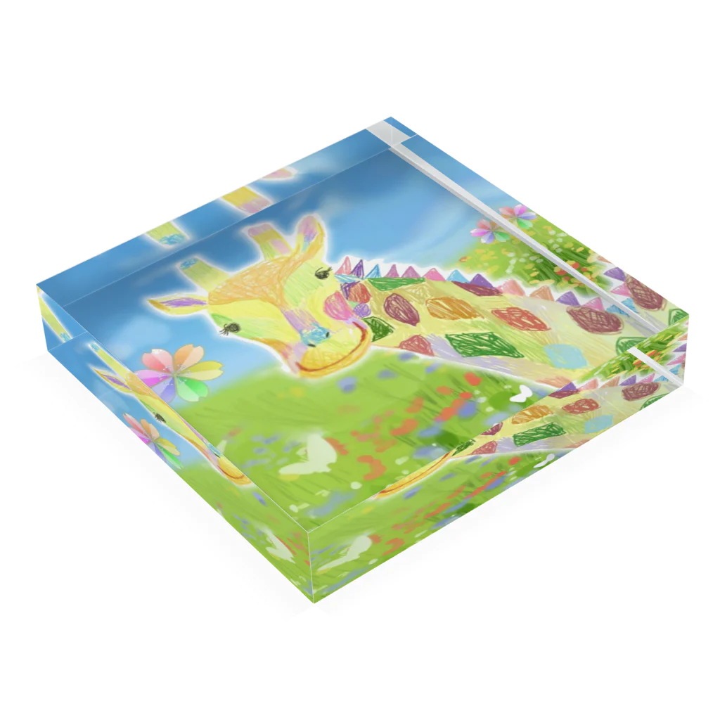 HI-KUN ART MUSEUM　　　　　　　　(ひーくんの美術館)のしあわせのキリン Acrylic Block :placed flat