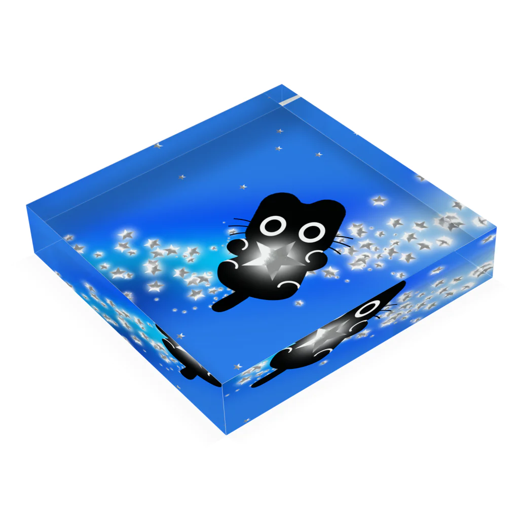 Suzutakaのくろねこクロル（銀河） Acrylic Block :placed flat