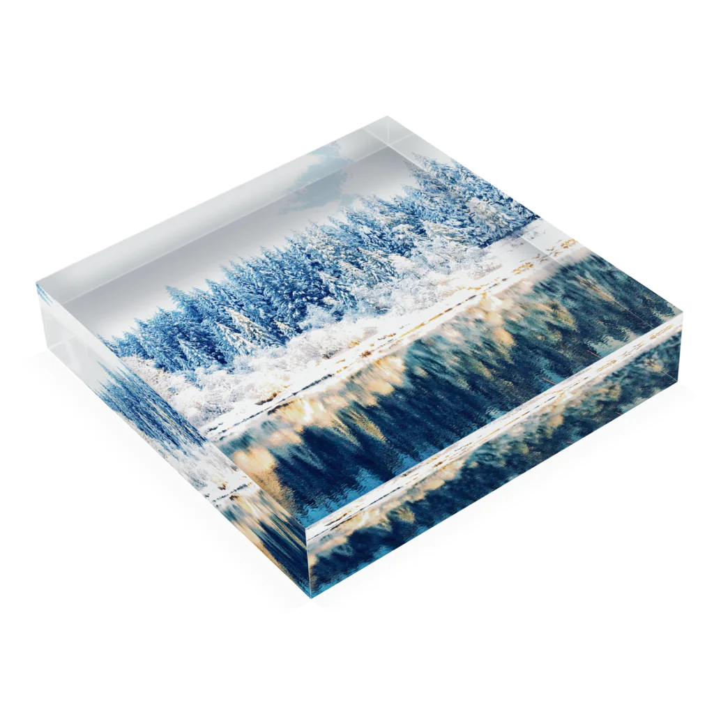 Let's Go for a Walkのwhite forest Acrylic Block :placed flat