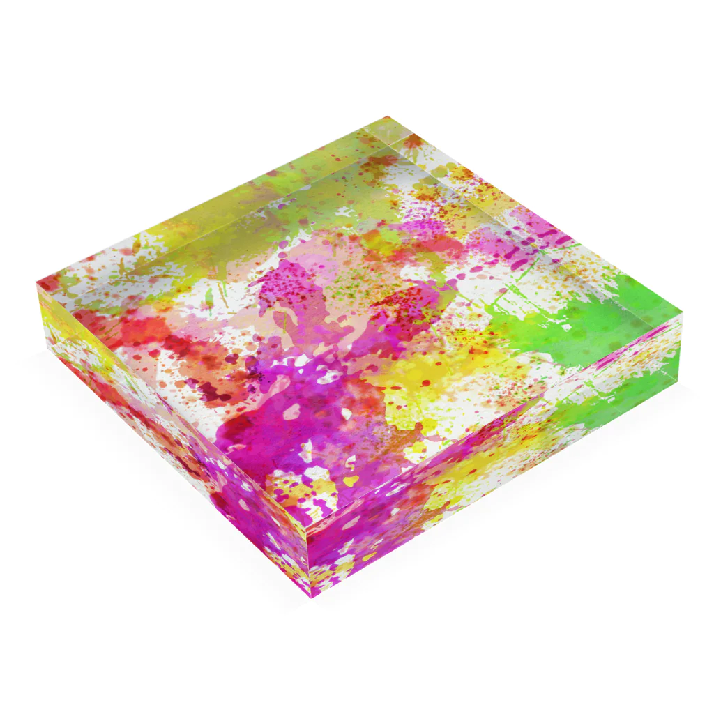 untidyboxのカラフルカラーのスプラッシュちゃん Acrylic Block :placed flat
