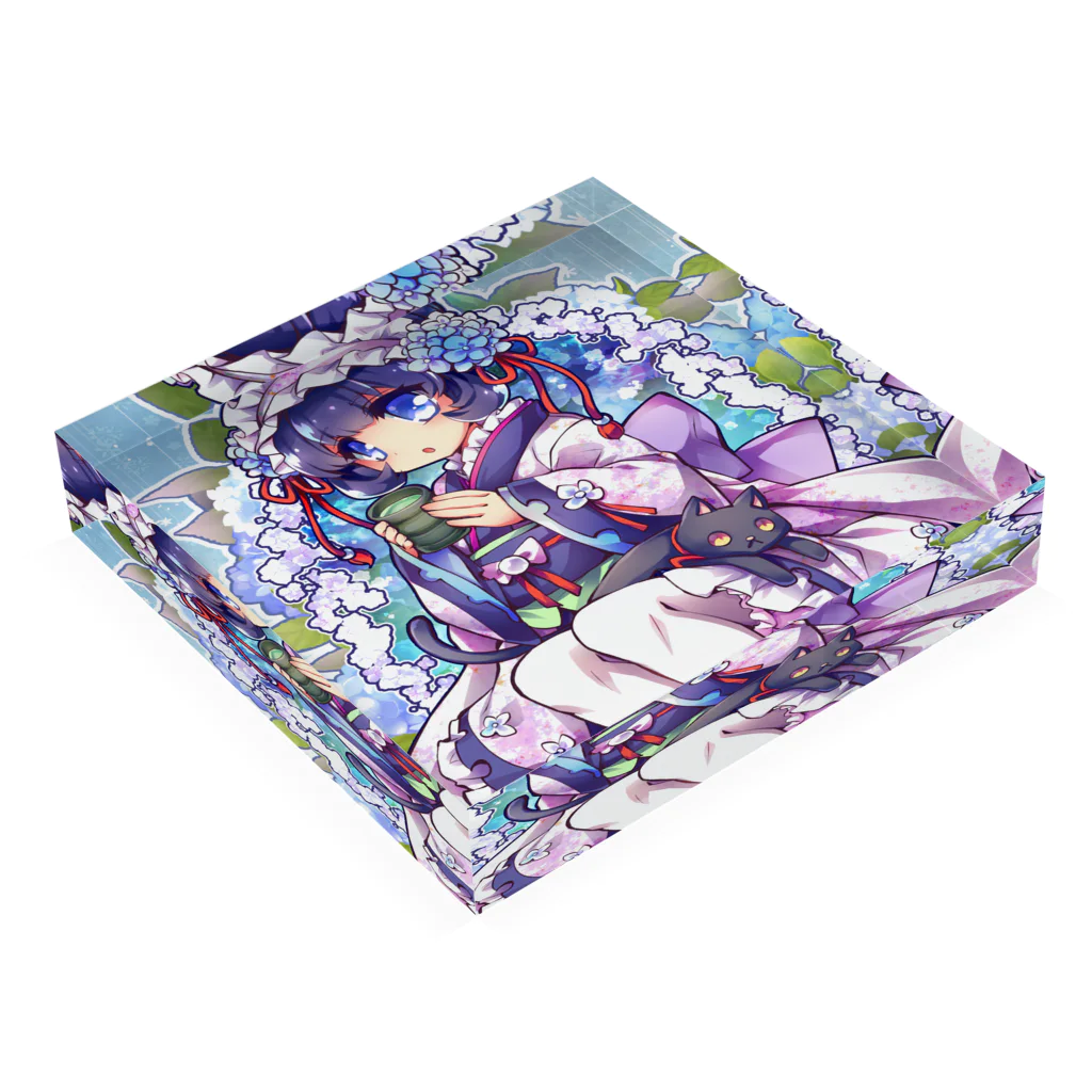 月蝕ざっか店＠SUZURIの君は紫陽花-Ms.Hydrangea☂️ - B Acrylic Block :placed flat