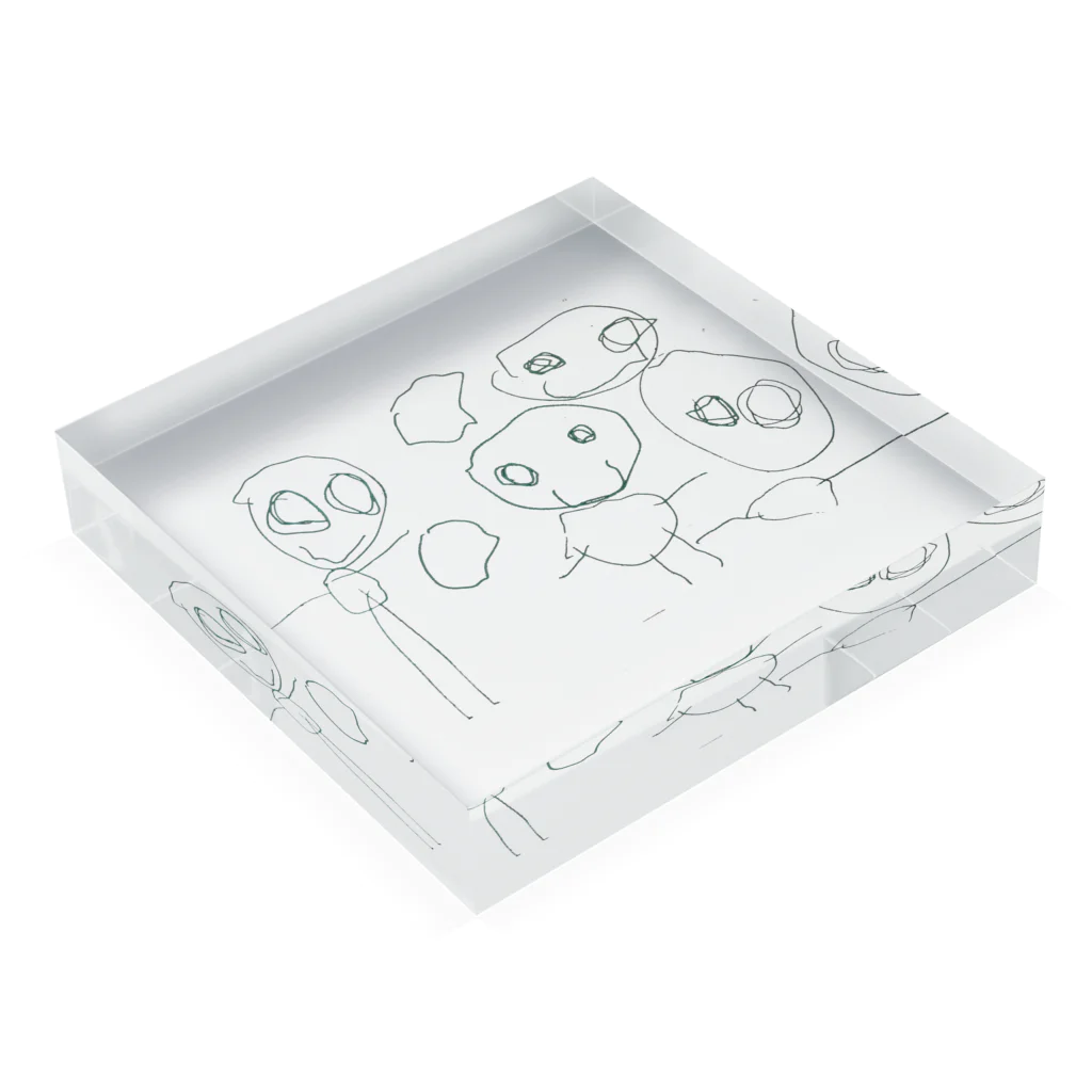 rakugaki storeのらくがきふぁみりー Acrylic Block :placed flat