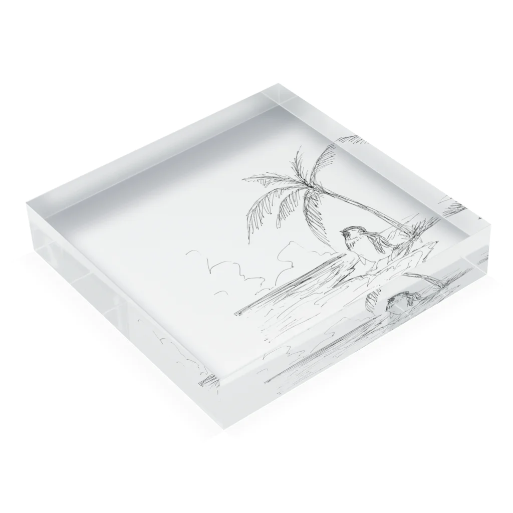 雑貨屋ペパロニの夏のペンギン　サマーバケーション Acrylic Block :placed flat