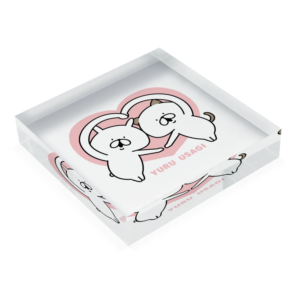 chococo_yuruusagiのゆるうさぎ ラブ Acrylic Block :placed flat