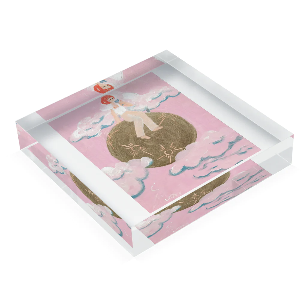 shiwon art worksの眠る前に夢の中でも　ワインを愛する Acrylic Block :placed flat