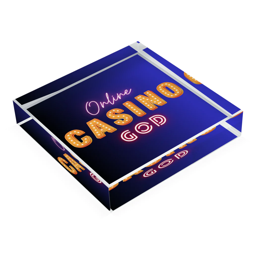 casino_godのCASINO GOD ロゴ - ロイヤルブルー Acrylic Block :placed flat