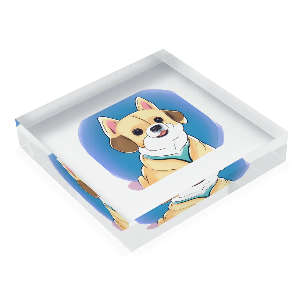 デザインフィンドのかわいい犬のベリー君 Acrylic Block :placed flat