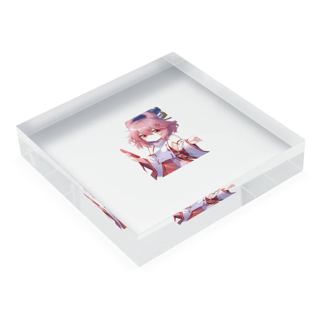 タカネットの巫女の少女 Acrylic Block :placed flat