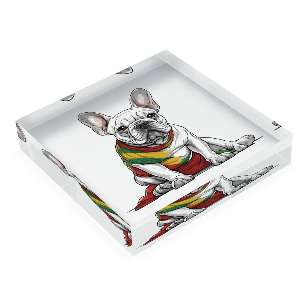 Frenchie-Rasta DoggのFrenchie-Rasta Dogg Acrylic Block :placed flat