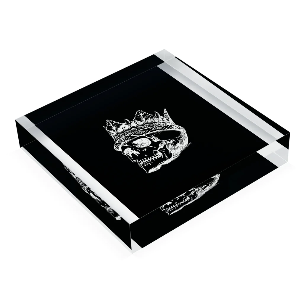 COOL&SIMPLEのBlack White Illustrated Skull King  Acrylic Block :placed flat