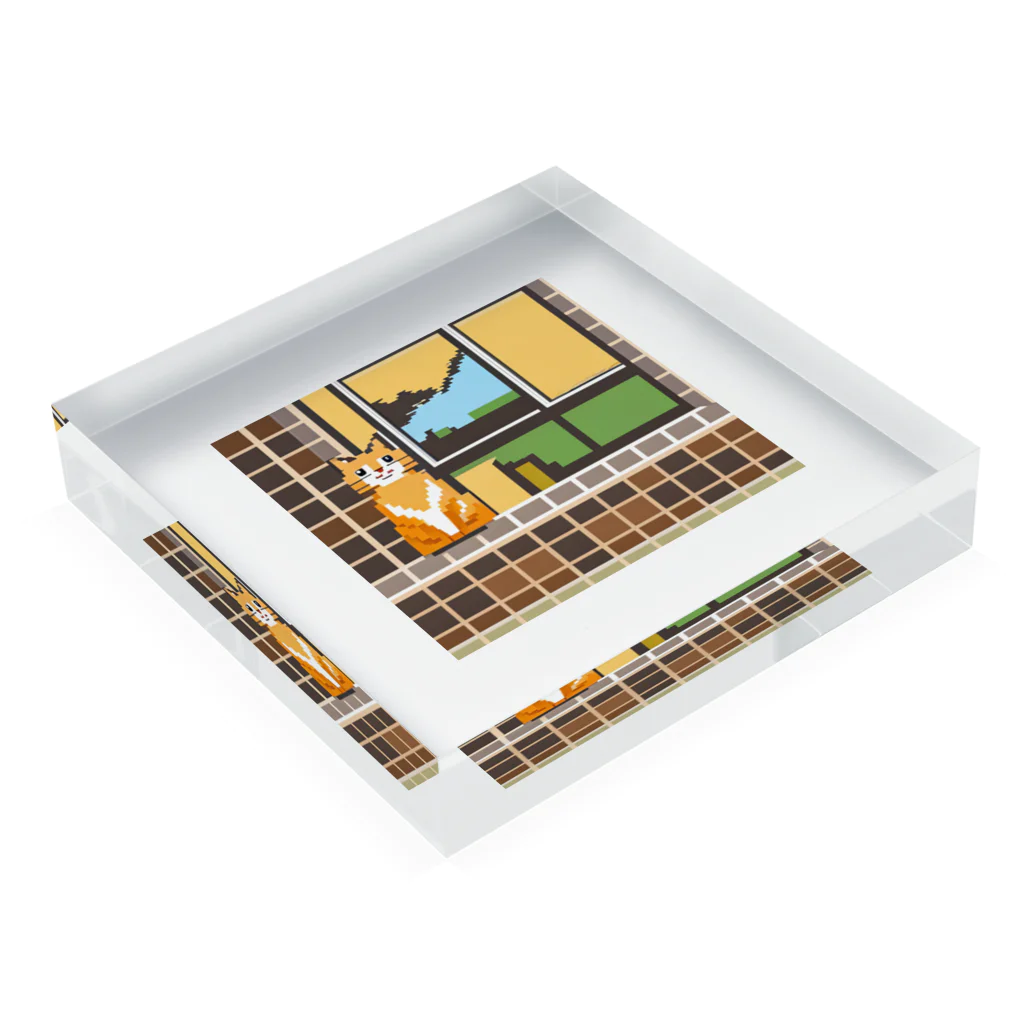 getprizeのドット絵の猫 Acrylic Block :placed flat