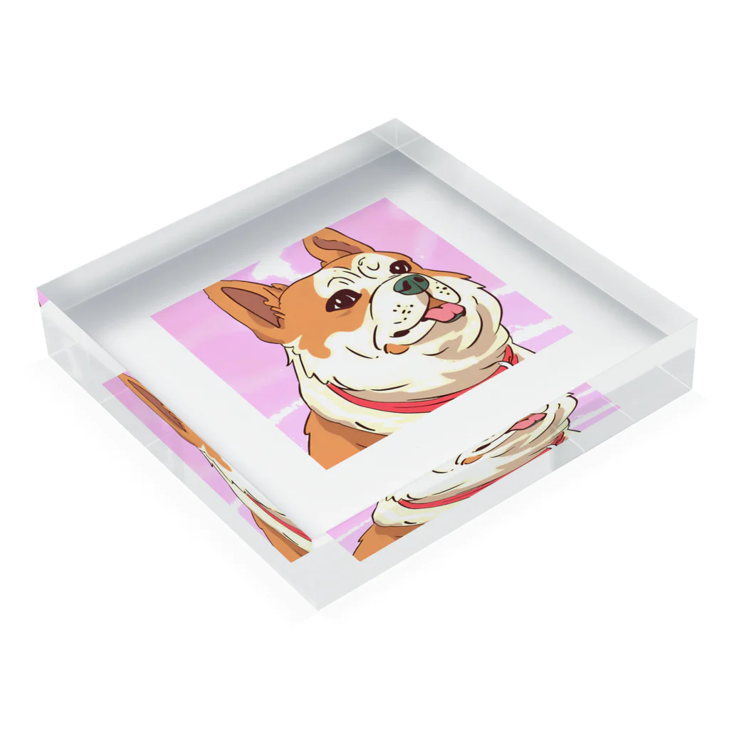 まさのお店の人懐こい犬 Acrylic Block :placed flat