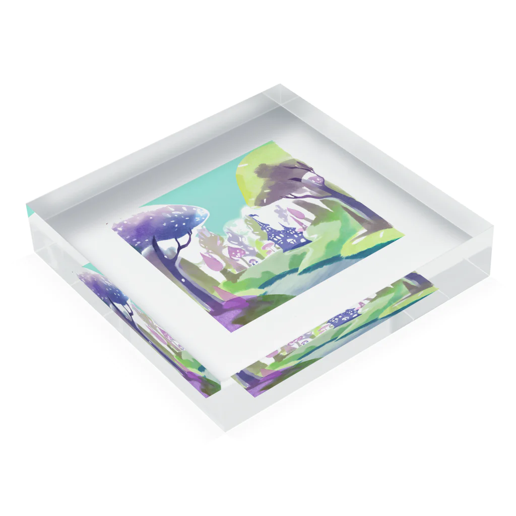 dxwtcrs94zの森のイラストグッズ Acrylic Block :placed flat