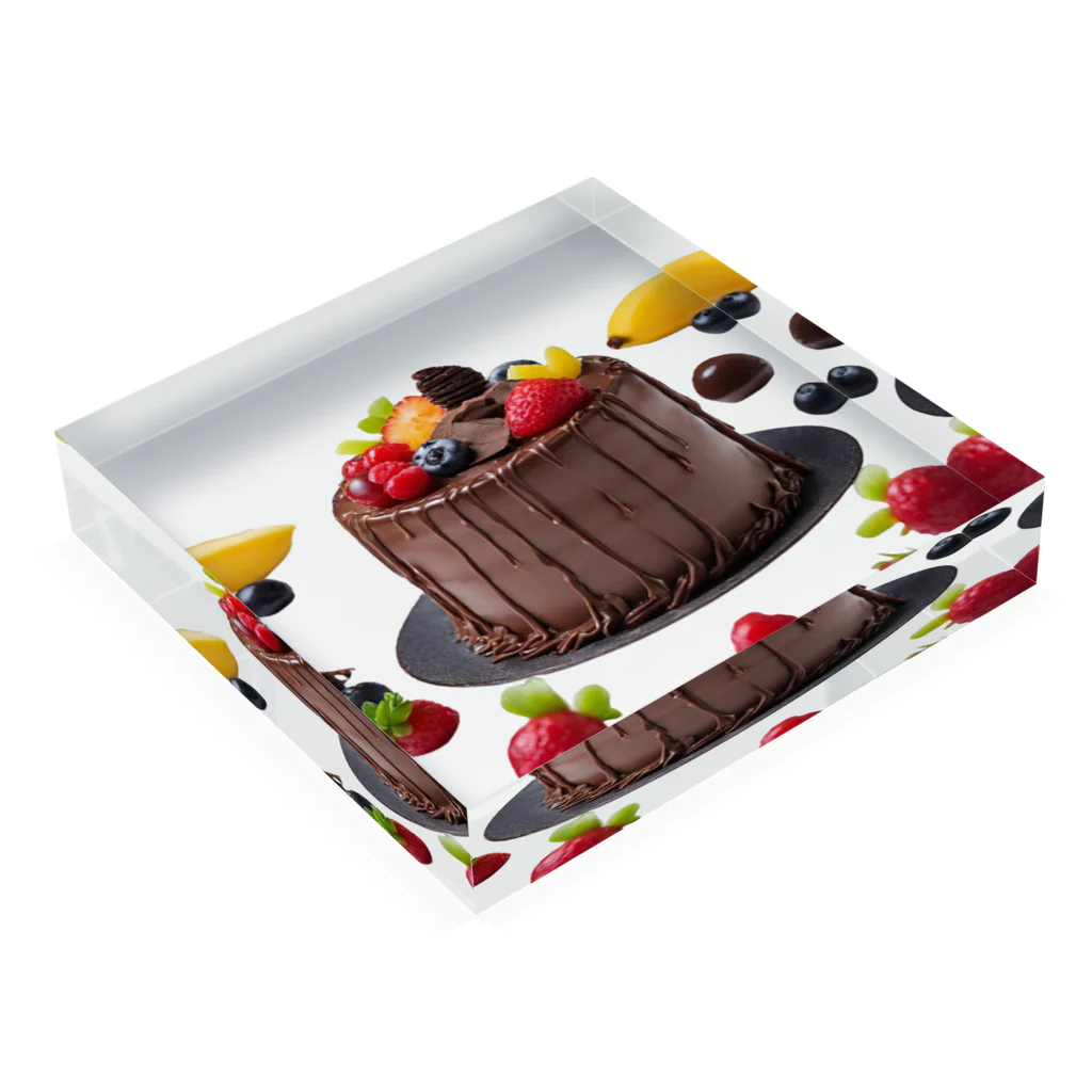 udのフルーツたっぷりチョコレートケーキ アクリルブロックの平置き