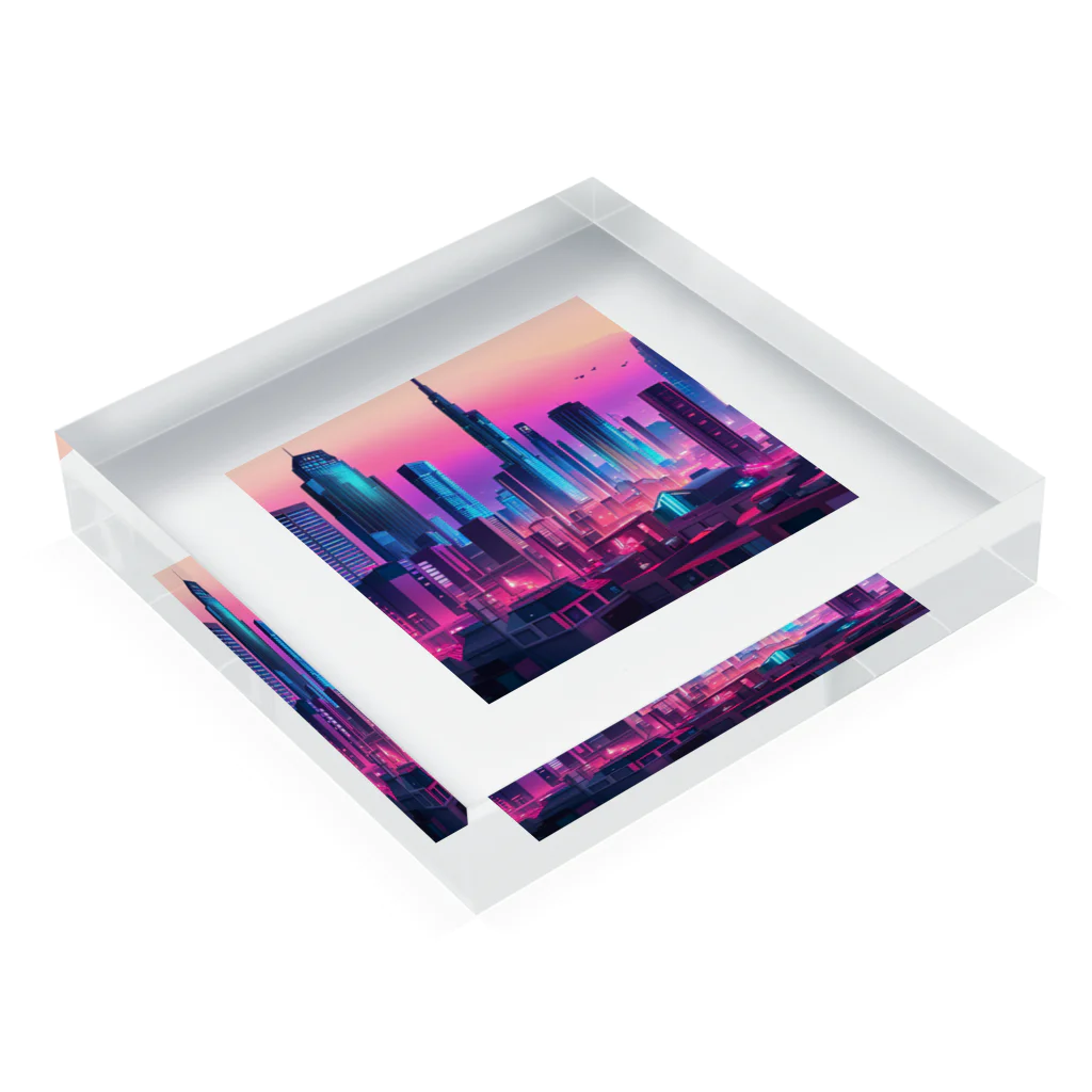  Neo Nature Threads（ネオ ネイチャー スレッズ）の未来都市の視線　～Gaze of the Future City～ Acrylic Block :placed flat