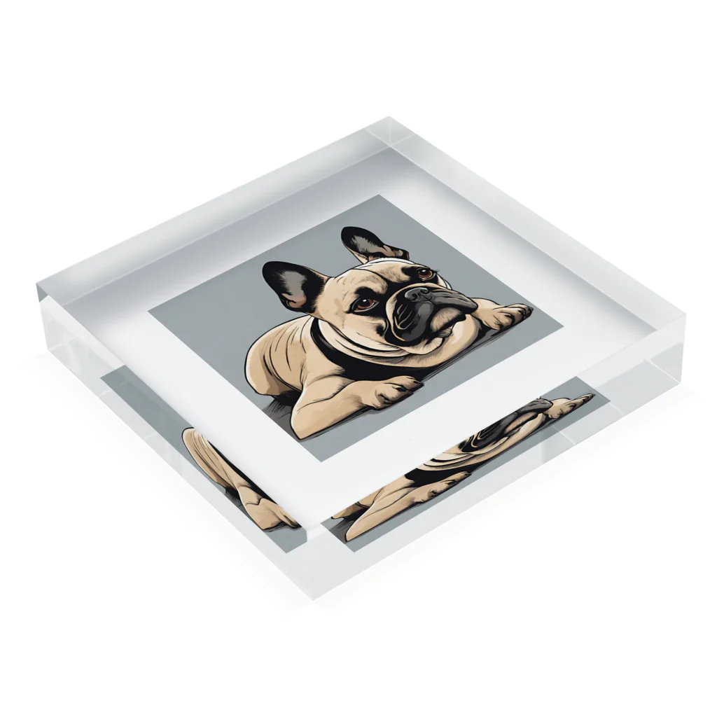 smile_happyのfrench bulldog Acrylic Block :placed flat