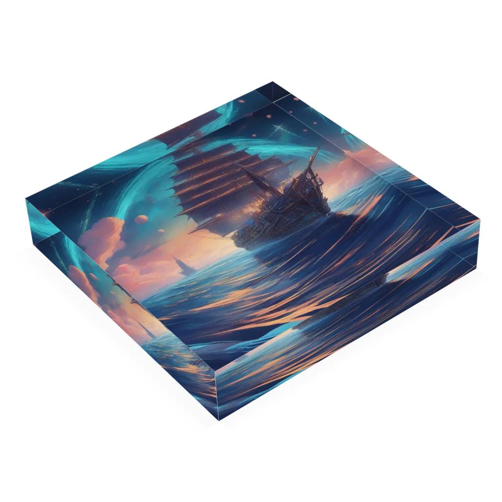  Neo Nature Threads（ネオ ネイチャー スレッズ）の星航のサイバー船　～Star-Navigated Cyber Ship～ Acrylic Block :placed flat