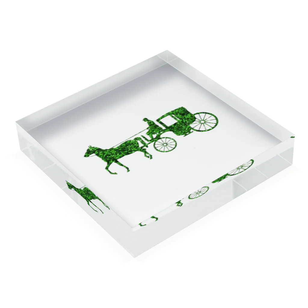 mumusの馬車　green Acrylic Block :placed flat