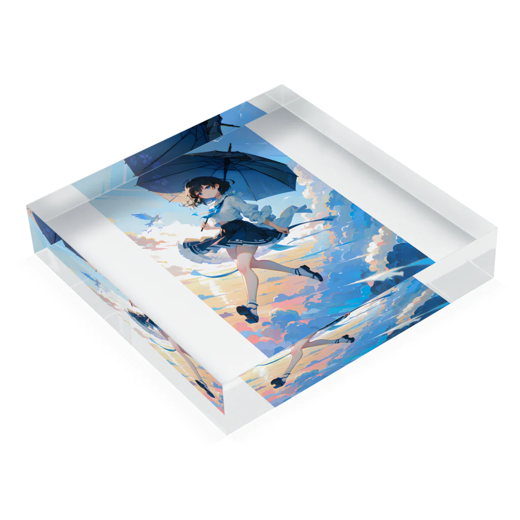 卯月なのかのSky Journey　〜世界最古で最大の恒久的なキャンパスの旅〜　No.5「空の旅人」 Acrylic Block :placed flat