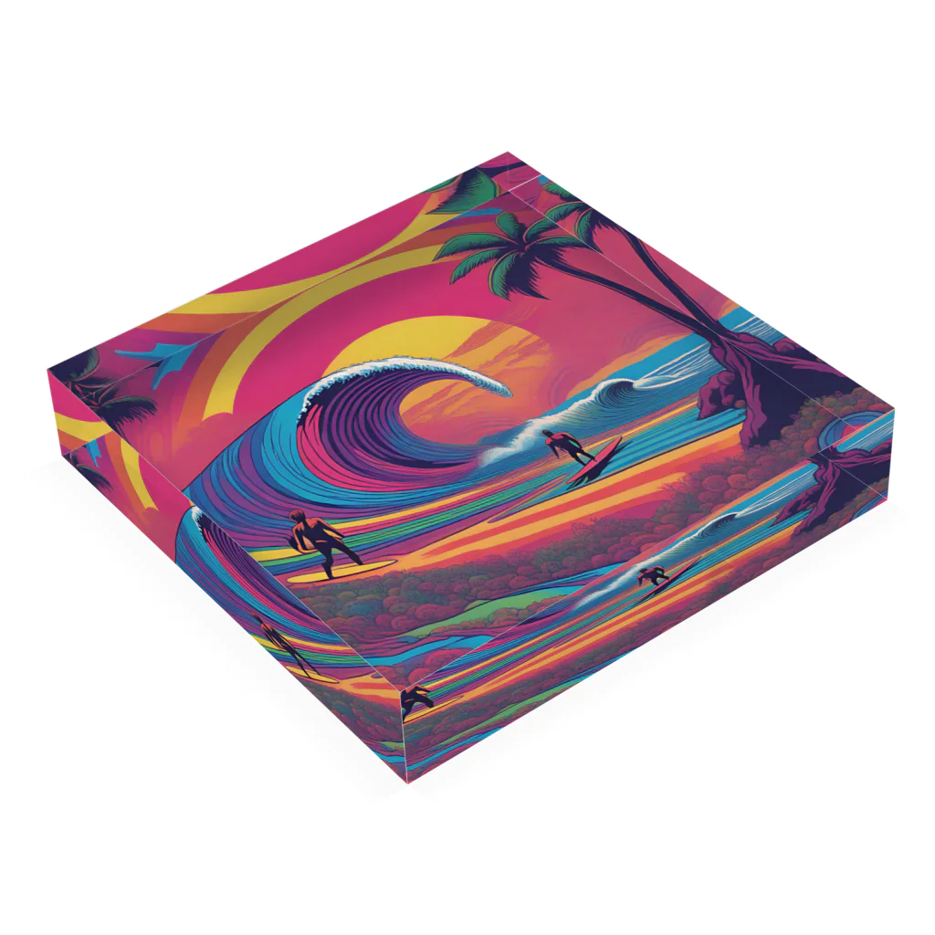 Sea Side TropicalのTropical Beach Surfer Art Acrylic Block :placed flat