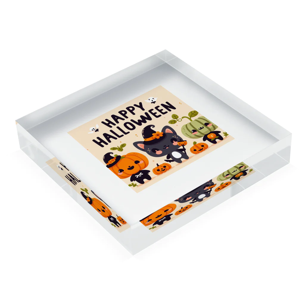 ワンダーワールド・ワンストップのHappy Halloween かわいいハローウィーンキャラクター Acrylic Block :placed flat