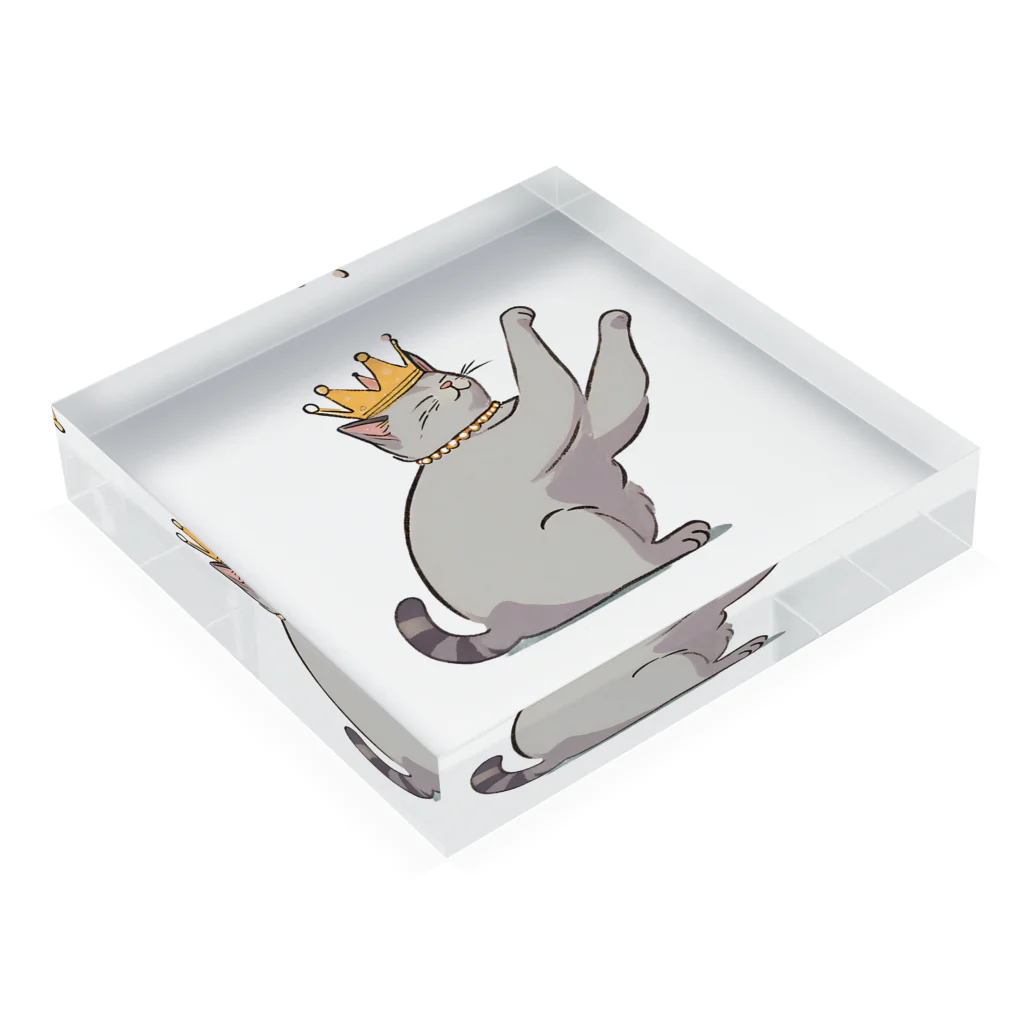 Mystery Cat Worldのかまって王冠ネコ Acrylic Block :placed flat