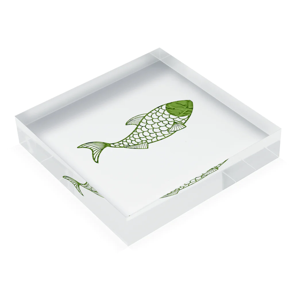 mumusの魚　green Acrylic Block :placed flat