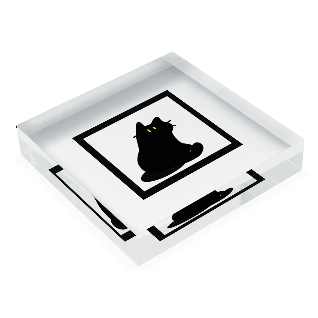 かさごさかのMikaeri cat (ku-ro) Acrylic Block :placed flat