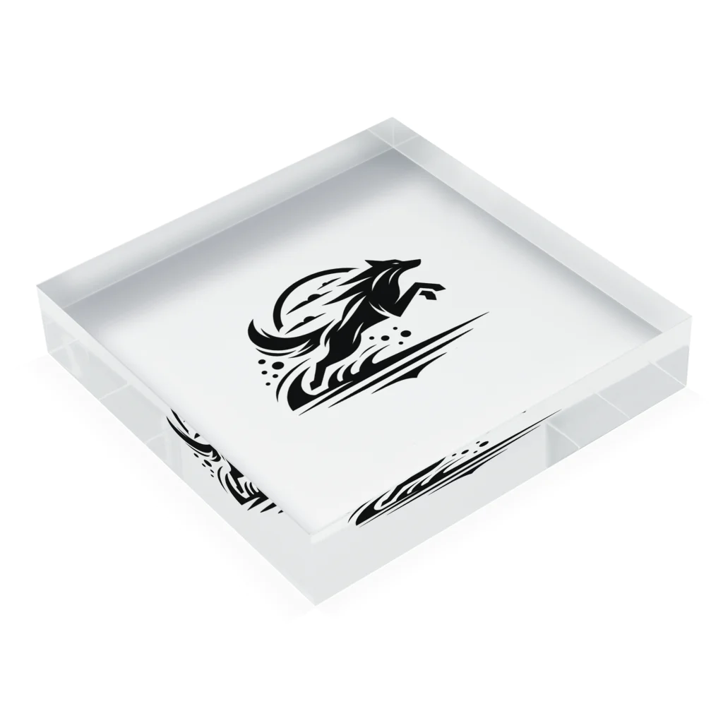 レインボーグリッターの獲物を狩るオオカミ Acrylic Block :placed flat