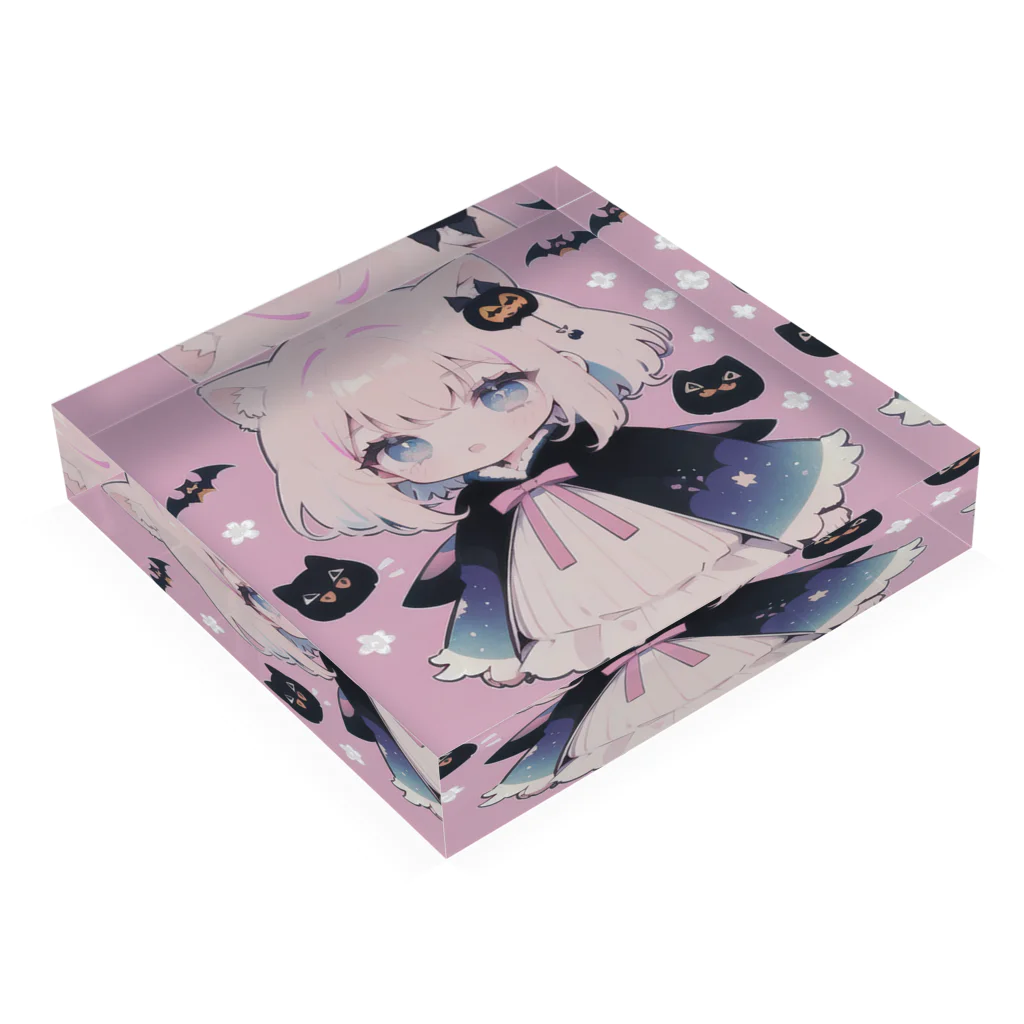 那須モバイル店のハロウィン　女の子 Acrylic Block :placed flat