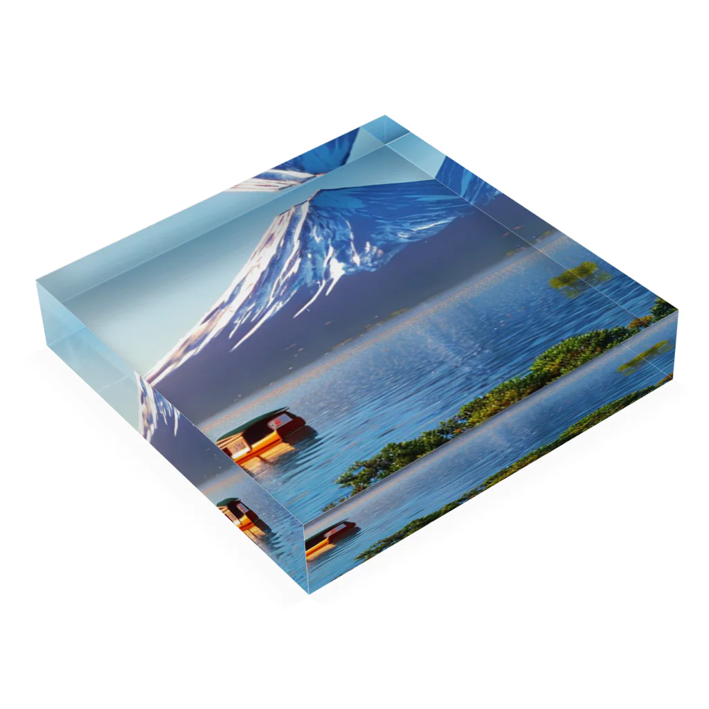 Tuki7の富士山と湖 Acrylic Block :placed flat