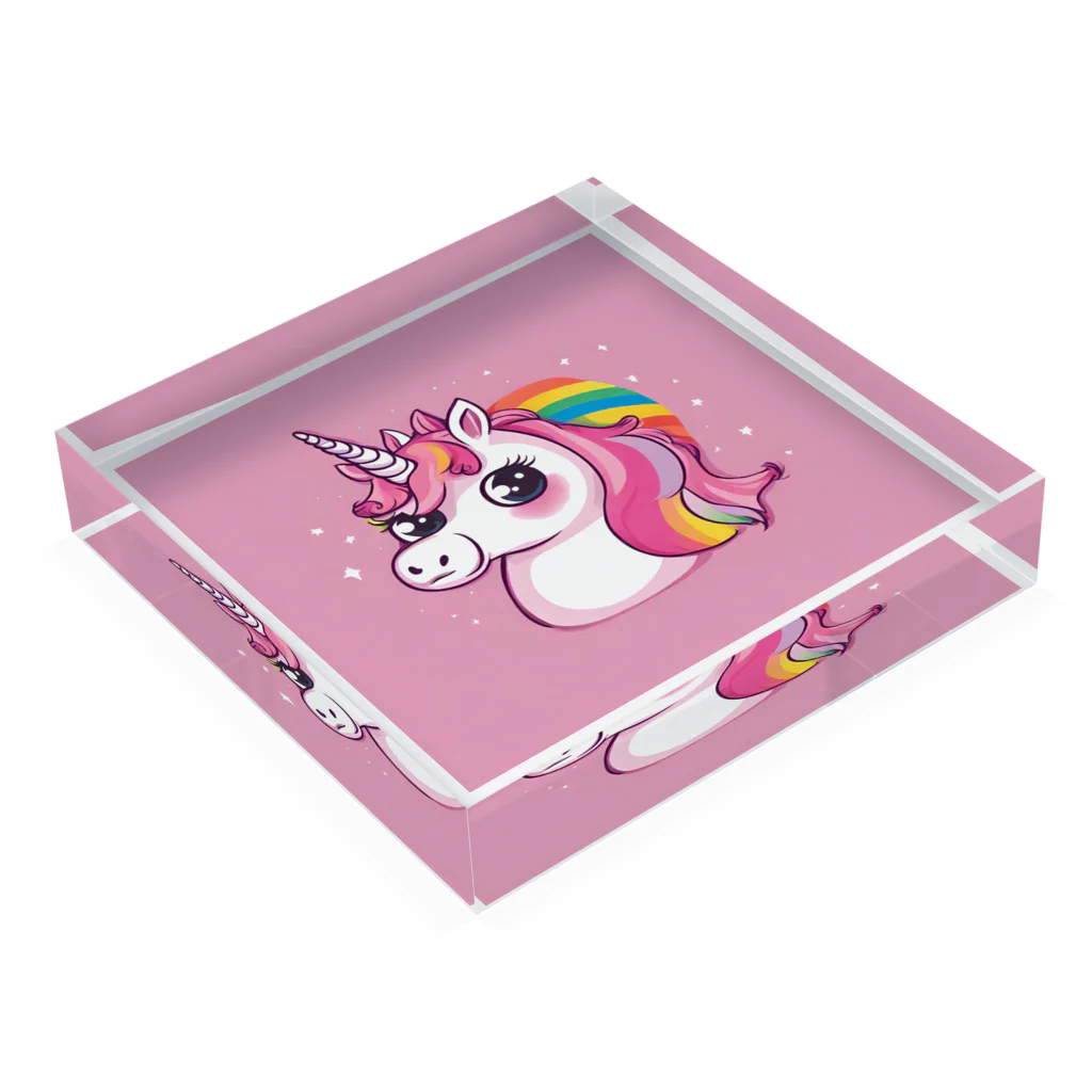 unicorn_dreamsの夢の国のピンクのユニちゃん Acrylic Block :placed flat