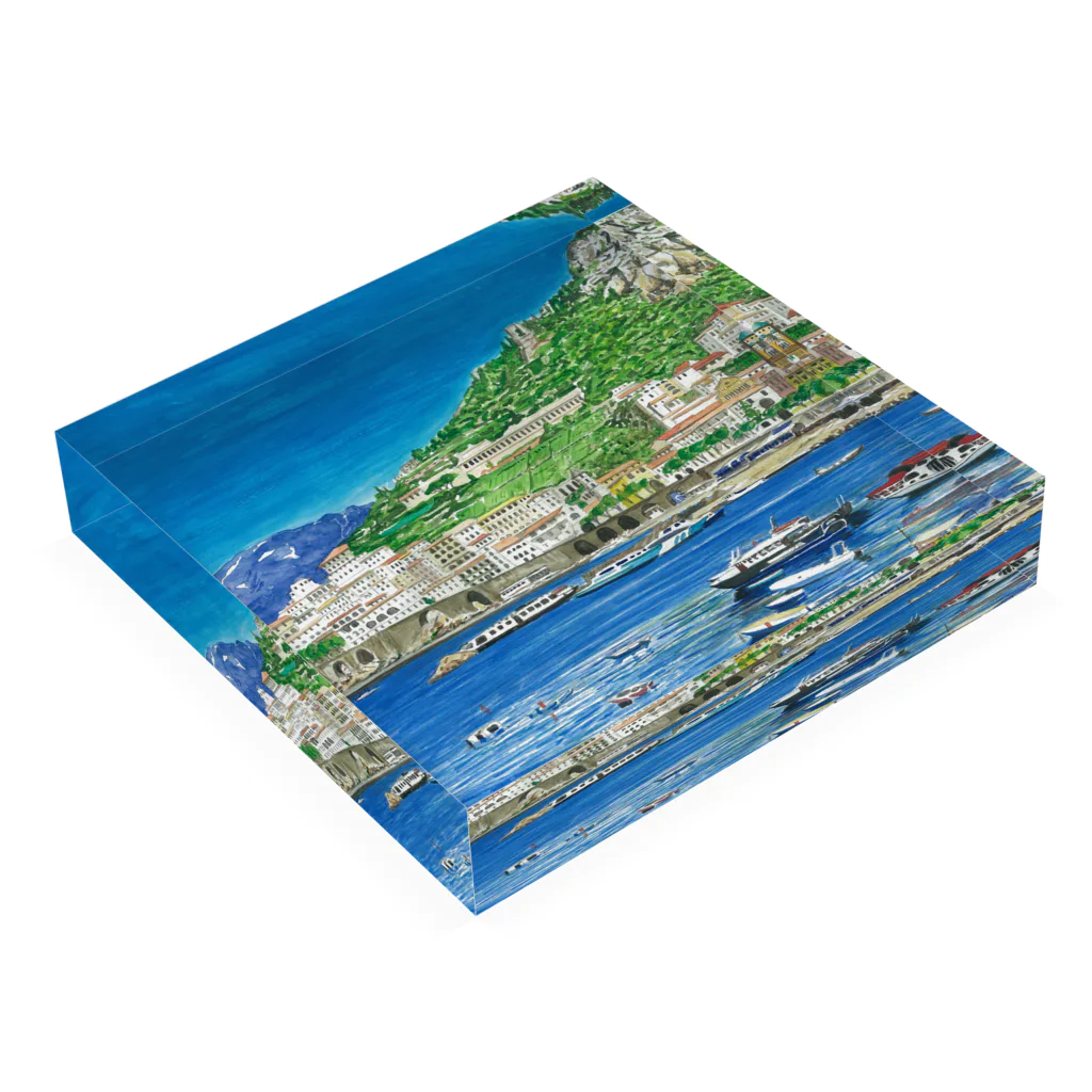 がぶちゃんのイタリアの港の風景 Acrylic Block :placed flat
