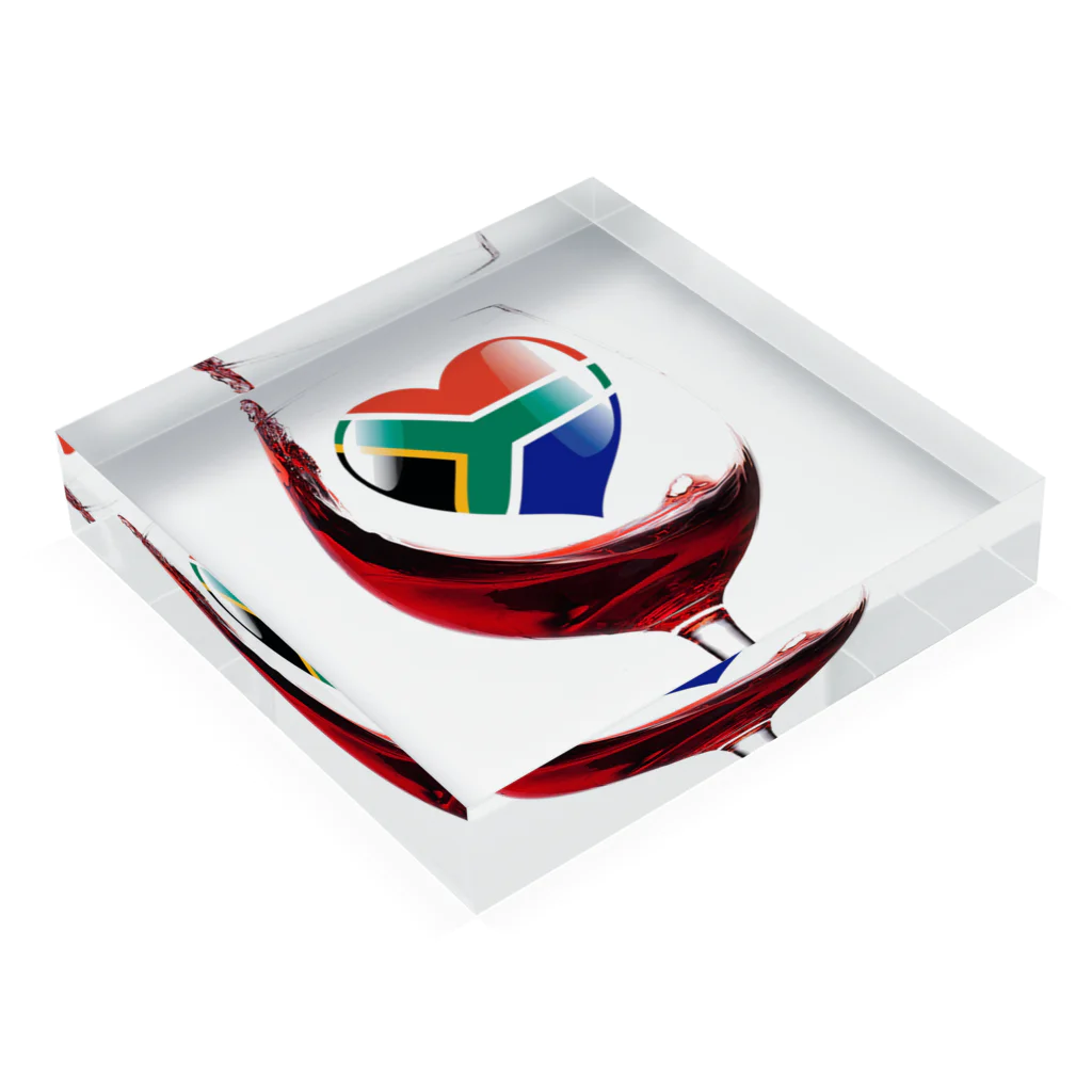 WINE 4 ALLの国旗とグラス：南アフリカ（雑貨・小物） Acrylic Block :placed flat