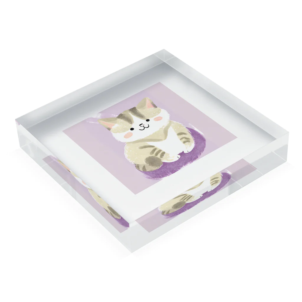 猫の水彩画の猫の水彩画グッズ Acrylic Block :placed flat