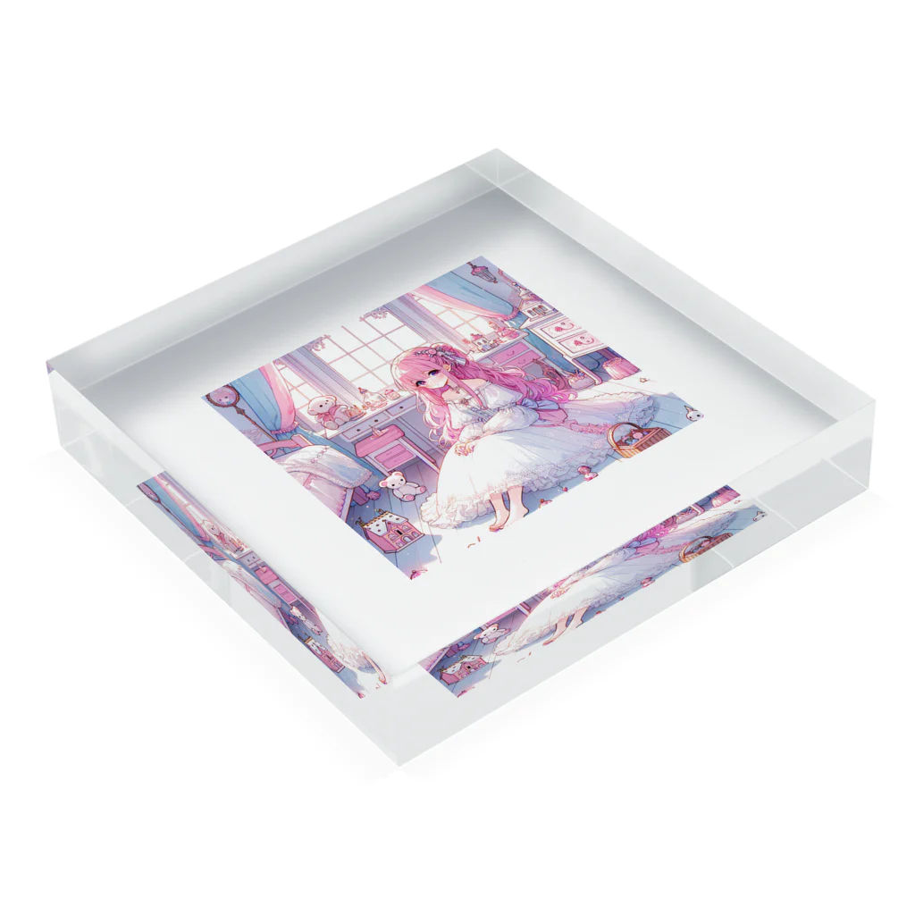 adorer_のふわふわドレスの女の子 Acrylic Block :placed flat