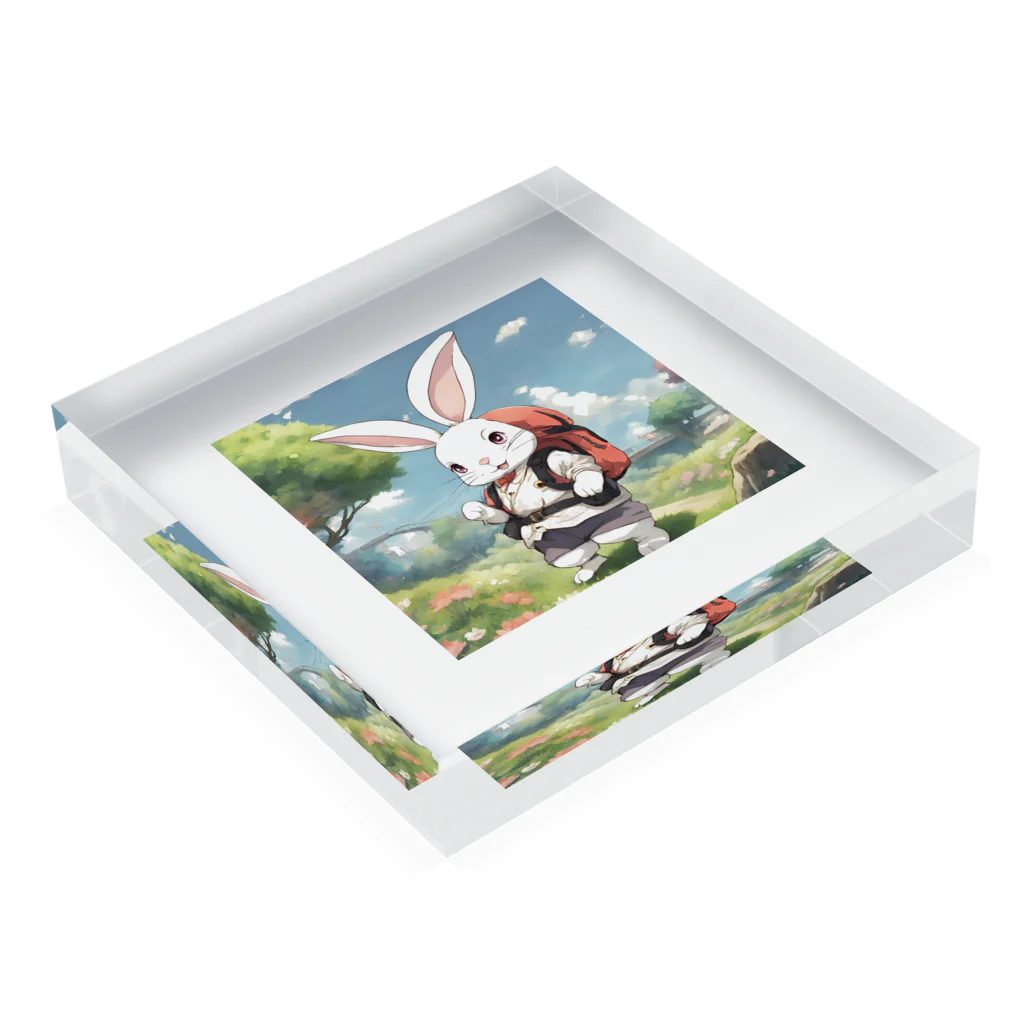 kawaiinekochanの可愛いウサギ Acrylic Block :placed flat