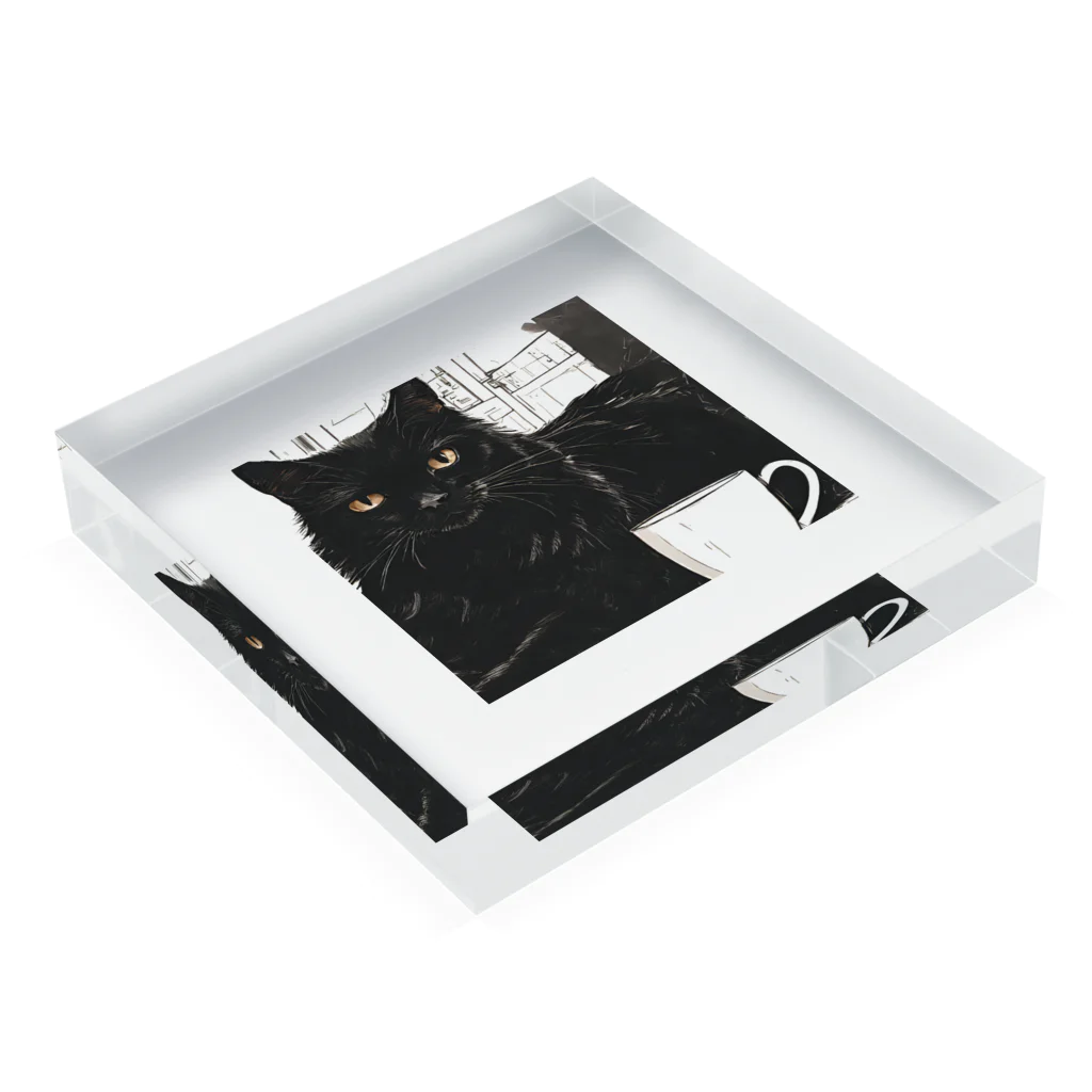 kuroneko0405の黒猫とコーヒー③ Acrylic Block :placed flat